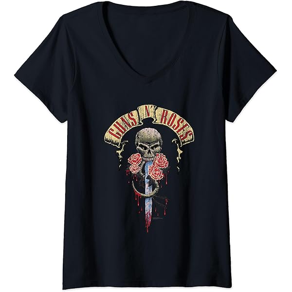 Amazon.com: Womens Guns N' Roses Official Cross V-Neck T